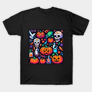 PATRON CALABAZAS Y CALAVERAS PIXELADAS 3 T-Shirt